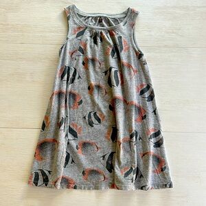 Tea Collection Cotton Trapeze Dress Heather Grey with Fish Size 6